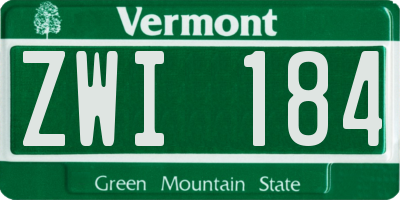 VT license plate ZWI184