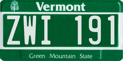 VT license plate ZWI191