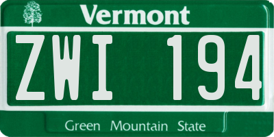 VT license plate ZWI194
