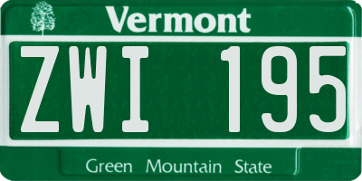 VT license plate ZWI195