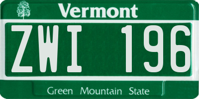 VT license plate ZWI196
