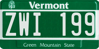 VT license plate ZWI199