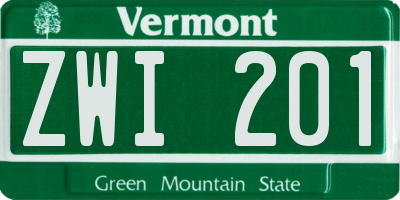 VT license plate ZWI201
