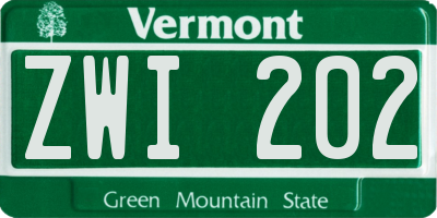 VT license plate ZWI202