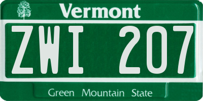 VT license plate ZWI207