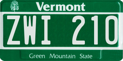 VT license plate ZWI210