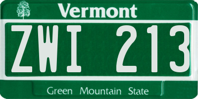 VT license plate ZWI213
