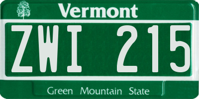 VT license plate ZWI215