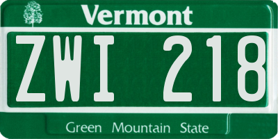 VT license plate ZWI218