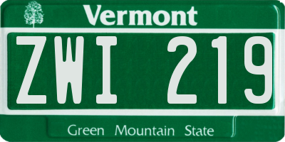 VT license plate ZWI219