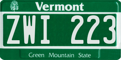 VT license plate ZWI223