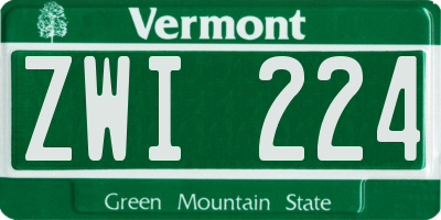 VT license plate ZWI224
