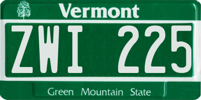 VT license plate ZWI225