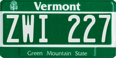 VT license plate ZWI227