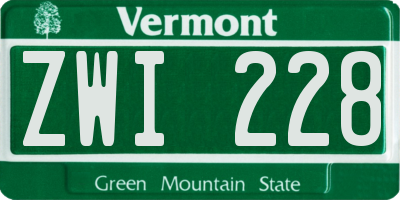 VT license plate ZWI228