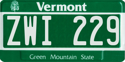 VT license plate ZWI229