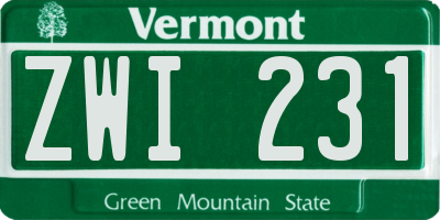 VT license plate ZWI231