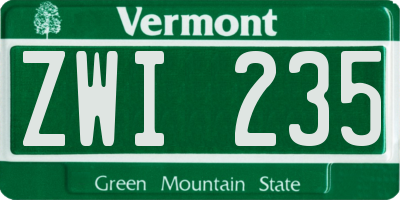 VT license plate ZWI235