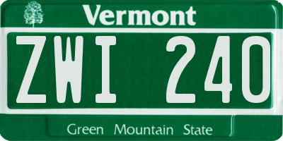 VT license plate ZWI240