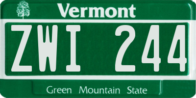 VT license plate ZWI244