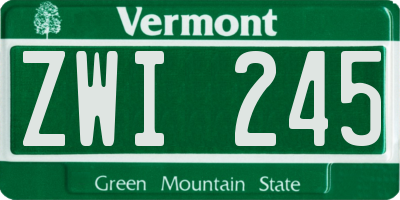 VT license plate ZWI245