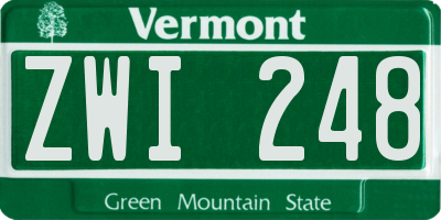 VT license plate ZWI248