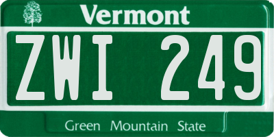 VT license plate ZWI249