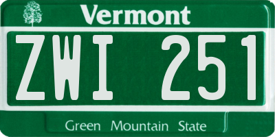 VT license plate ZWI251