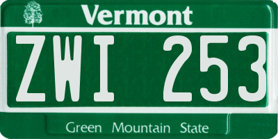 VT license plate ZWI253