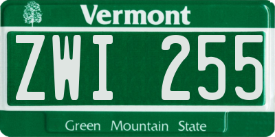 VT license plate ZWI255