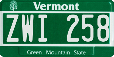 VT license plate ZWI258