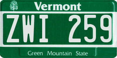 VT license plate ZWI259
