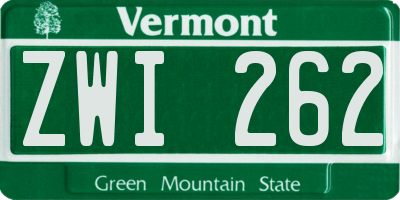 VT license plate ZWI262