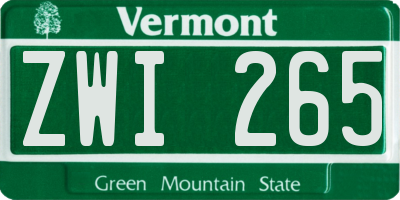 VT license plate ZWI265