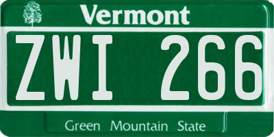 VT license plate ZWI266