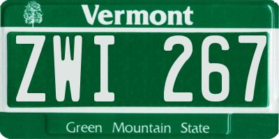 VT license plate ZWI267