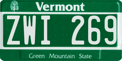 VT license plate ZWI269