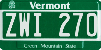 VT license plate ZWI270