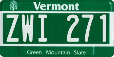 VT license plate ZWI271
