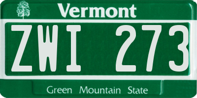 VT license plate ZWI273