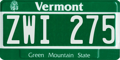 VT license plate ZWI275
