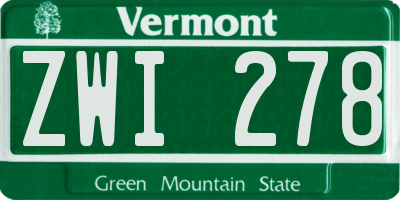 VT license plate ZWI278