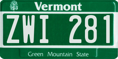 VT license plate ZWI281