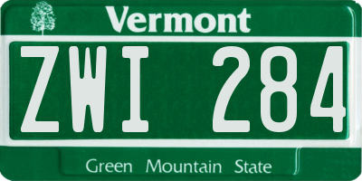 VT license plate ZWI284
