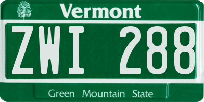 VT license plate ZWI288