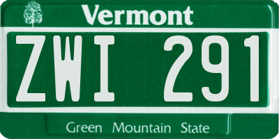 VT license plate ZWI291