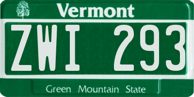 VT license plate ZWI293