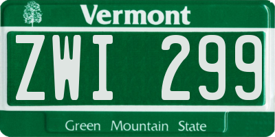 VT license plate ZWI299