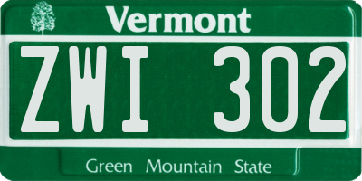 VT license plate ZWI302