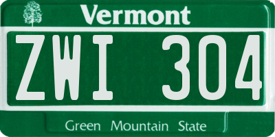 VT license plate ZWI304